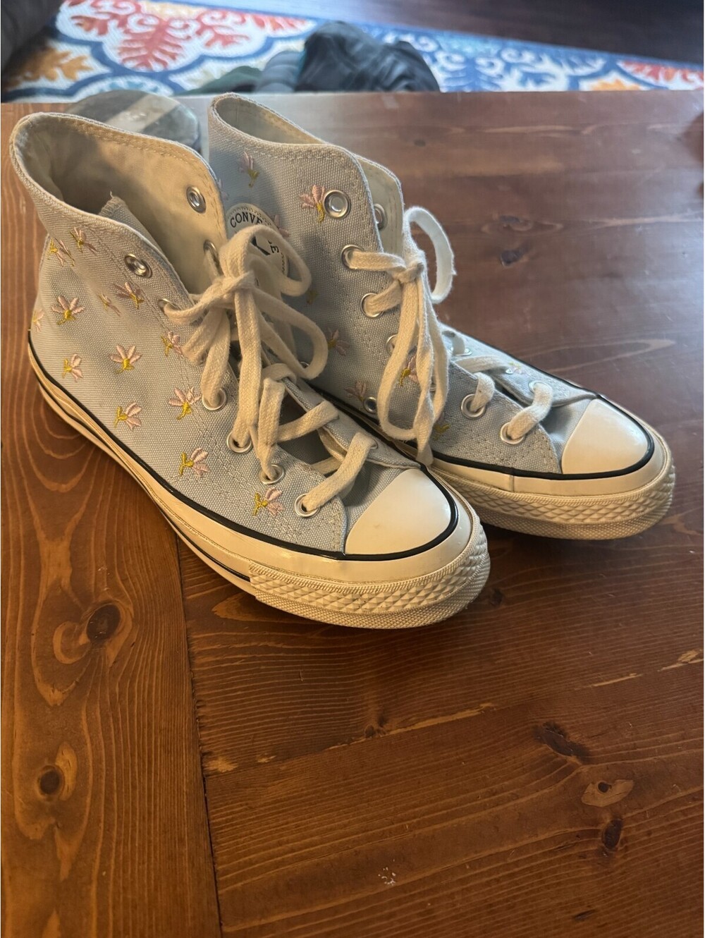 Converse Chuck 70 High Embroidered Floral Print, Chambray Blue, Women Size 6